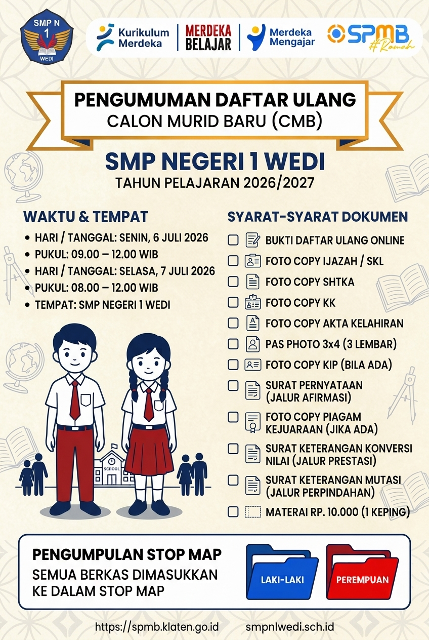 INFORMASI DAFTAR ULANG DI SMP NEGERI 1 WEDI
